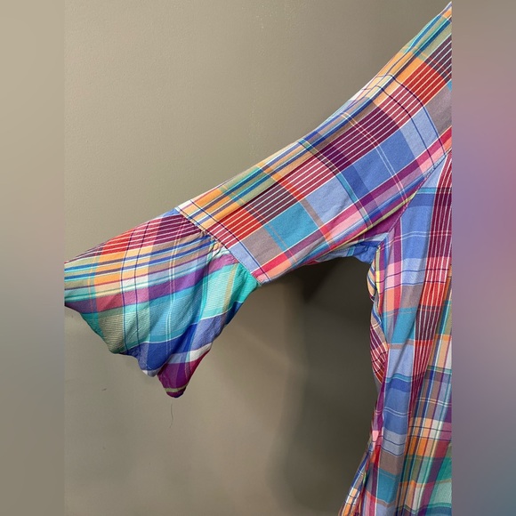 Como Vintage Colorful Plaid Blouse Size XL - Picture 3 of 4